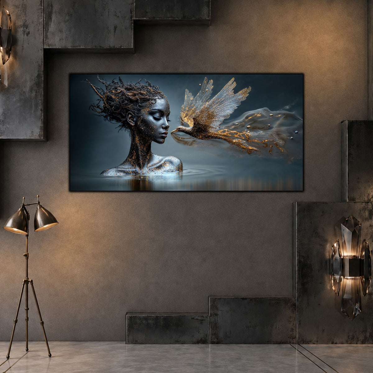 Tablou Modern Living Solul cu Aripi de Aur