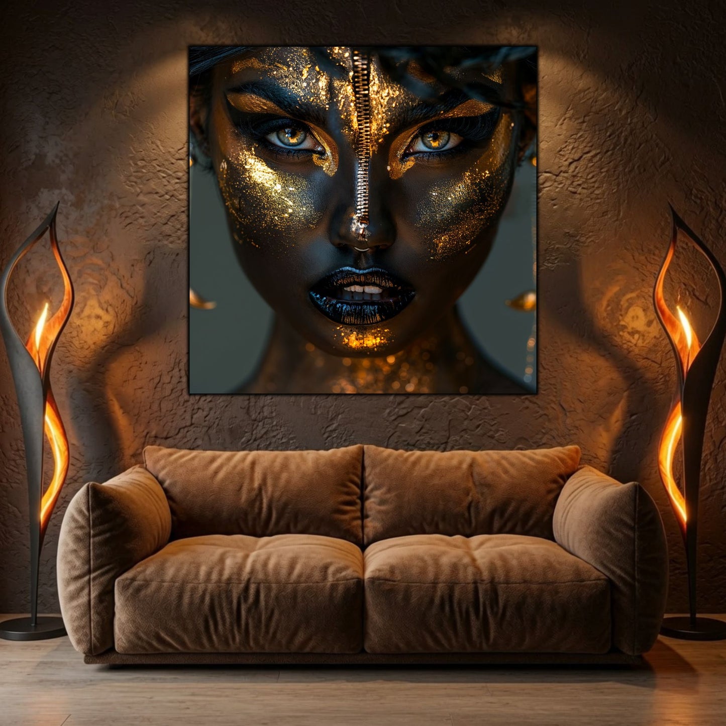 Tablou patrat modern Black Oracle sticla 4mm - mockup perspectiva 2