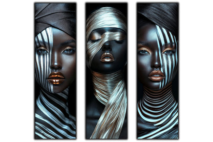 Set 3 Tablouri Decorative pt Living - Print UV pe Sticla - „Silken Silence”
