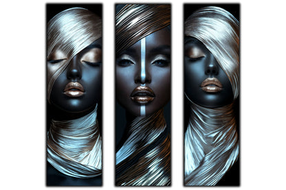 Set 3 Tablouri Decorative pt Living - Print UV pe Sticla - „Silken Silence”