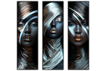 Set 3 Tablouri Decorative pt Living - Print UV pe Sticla - „Silken Silence”