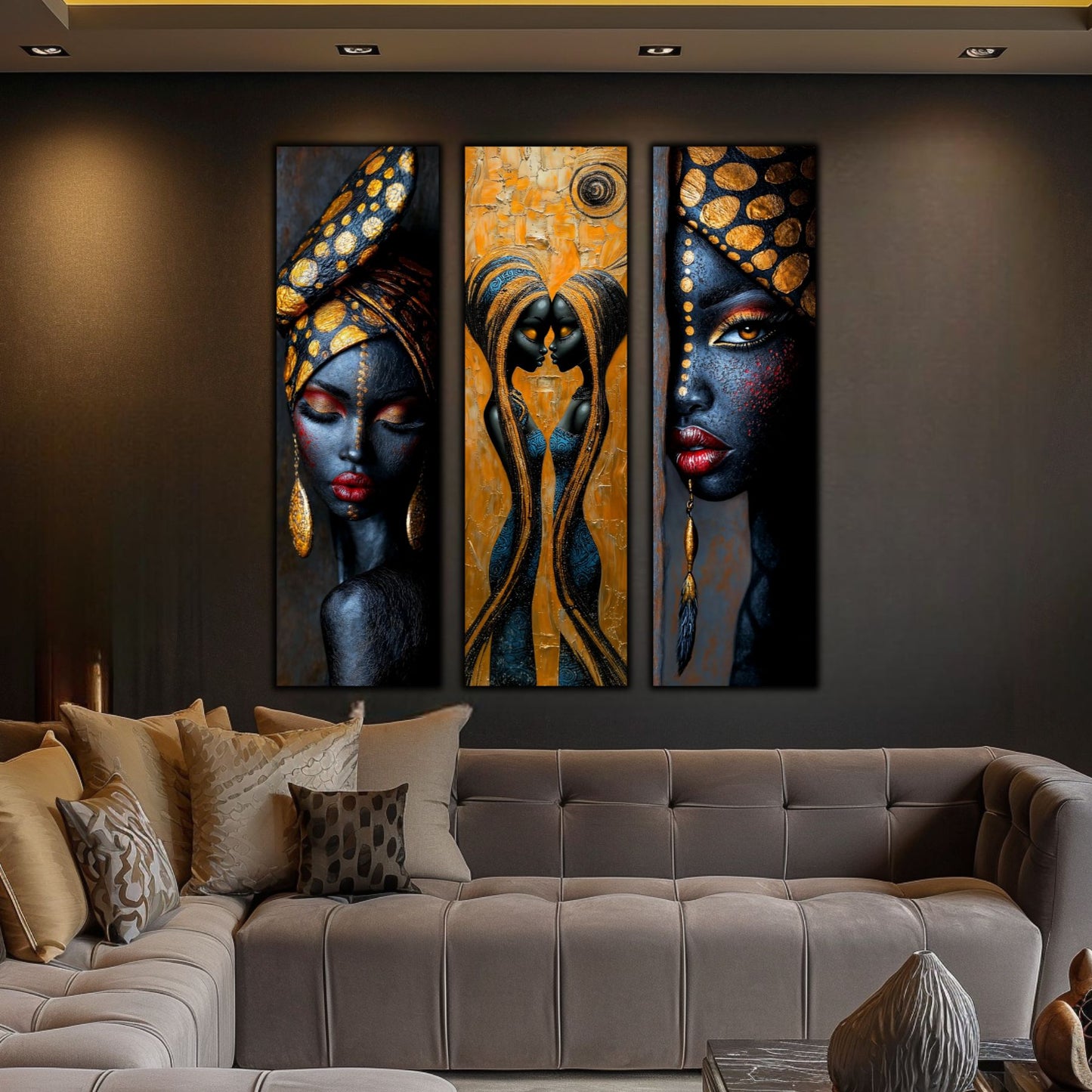 Set Modern de 3 Tablouri pe Sticla Securizata - Decor Elegant pt Living