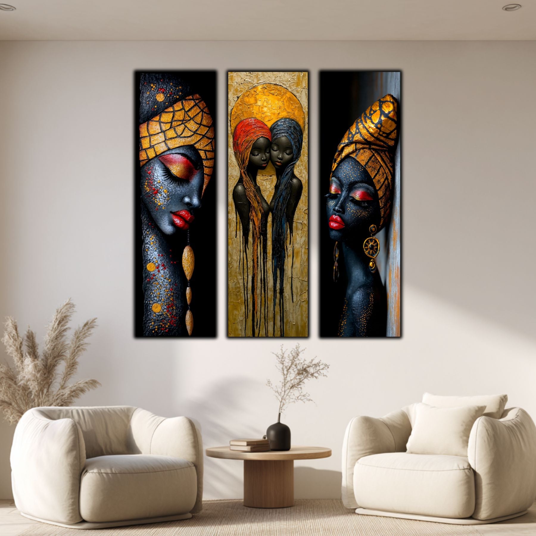 Set Modern de 3 Tablouri pe Sticla Securizata - Decor Elegant pt Living