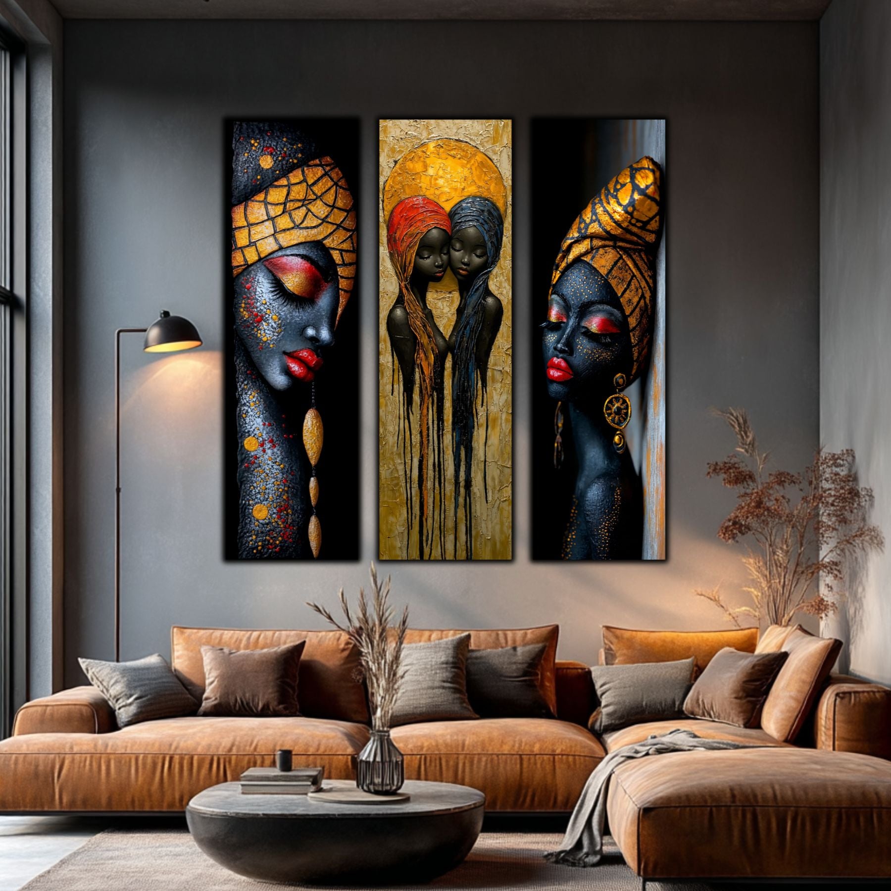 Set Modern de 3 Tablouri pe Sticla Securizata - Decor Elegant pt Living