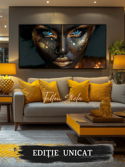 Tablou living modern Adevar Inchis din sticla securizata 4mm - mockup detaliu 1