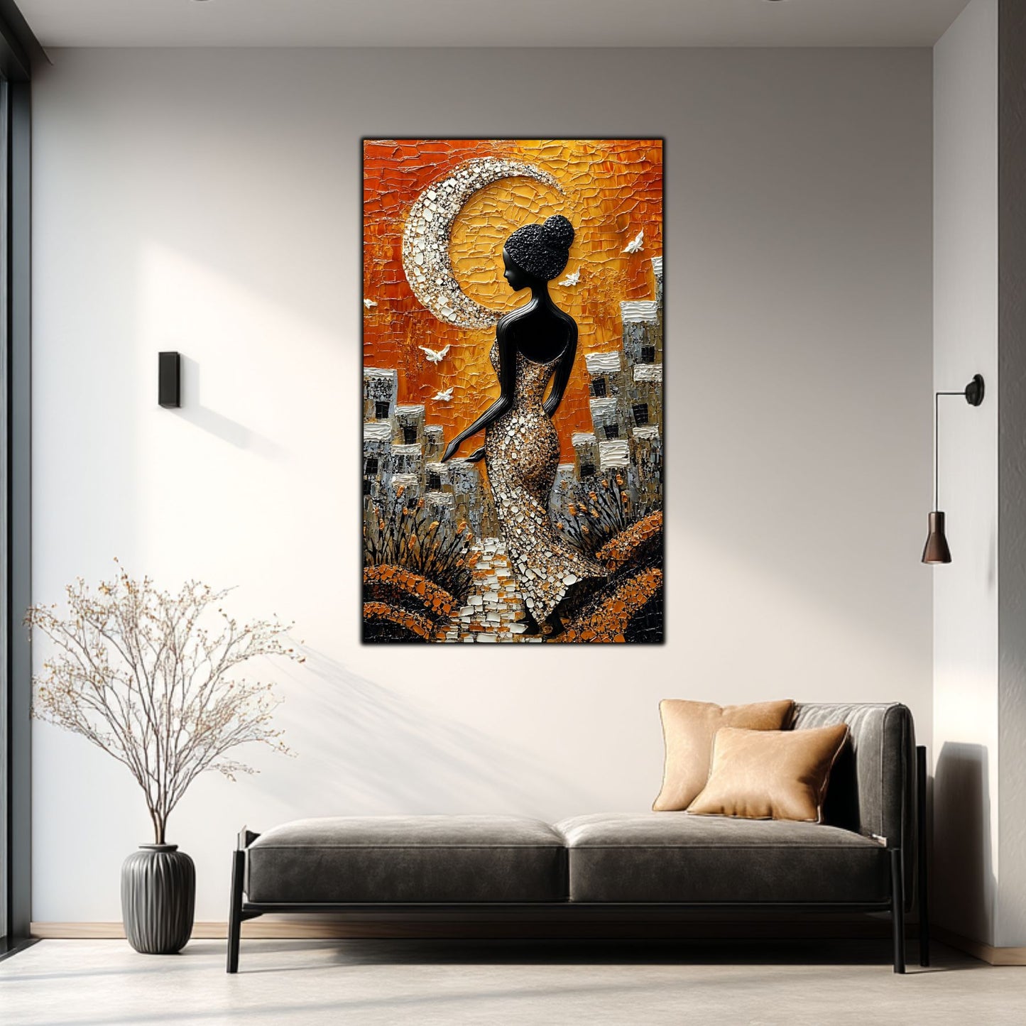 Tablou Decorativ Elegant din Sticla Securizata - 60x100 cm - Chromatic Vogue 02