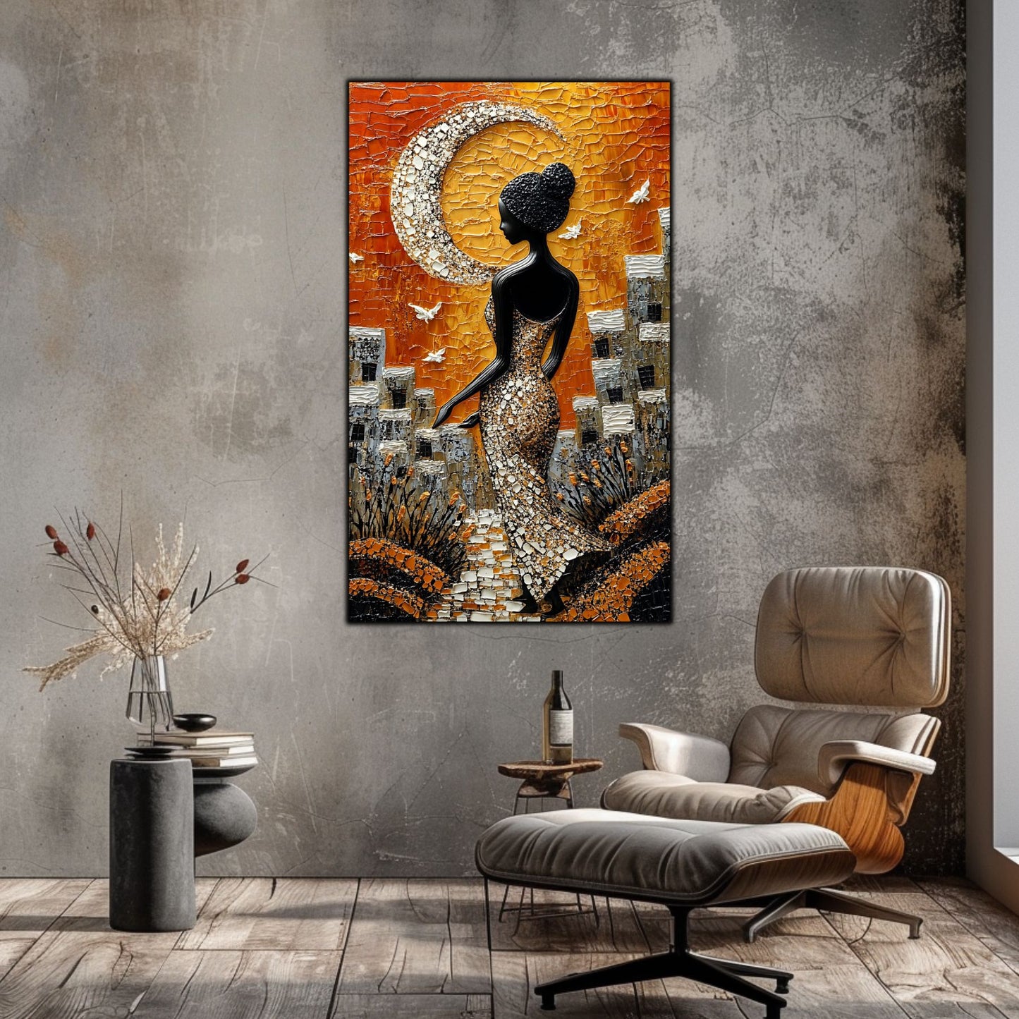 Tablou Decorativ Elegant din Sticla Securizata - 60x100 cm - Chromatic Vogue 02