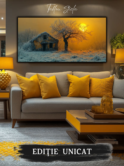 Tablou pe sticlă StormLight no04 în decor modern – reflexii subtile și armonie cu mobilierul
