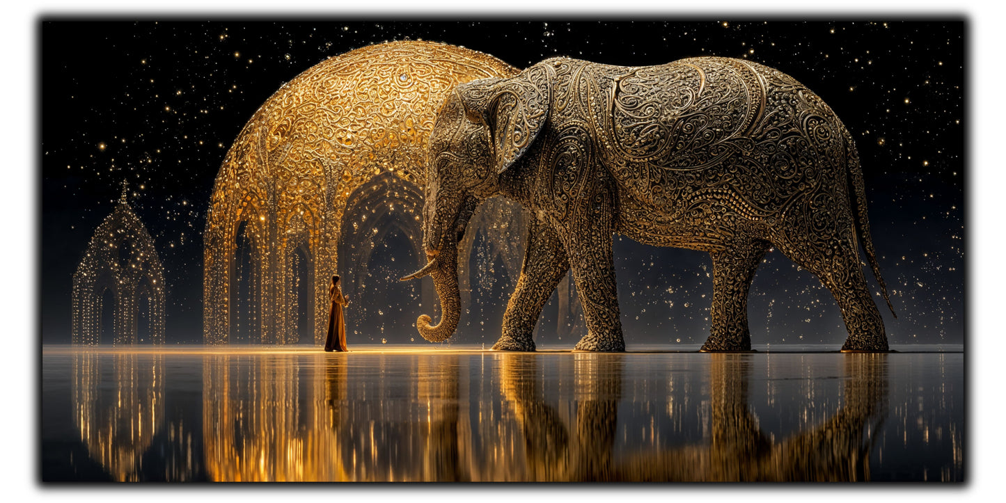 Echoes of Gold - Tablou Sticla  - Unicat - no07