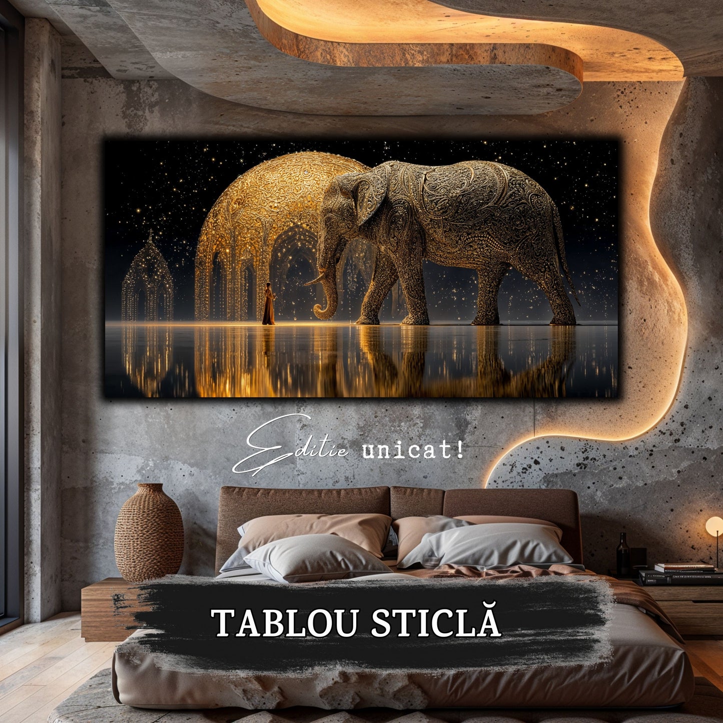 Echoes of Gold - Tablou Sticla  - Unicat - no07