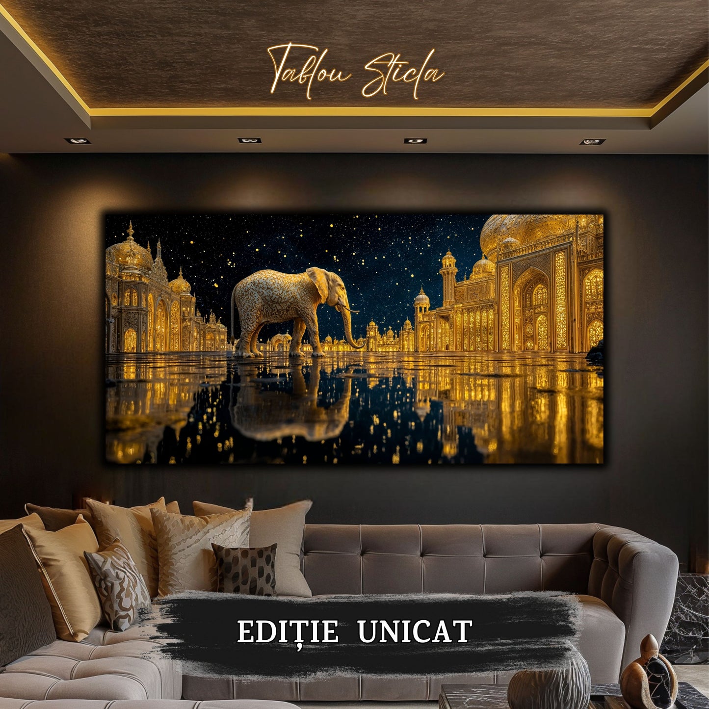Echoes of Gold - Tablou Sticla  - Unicat - no09