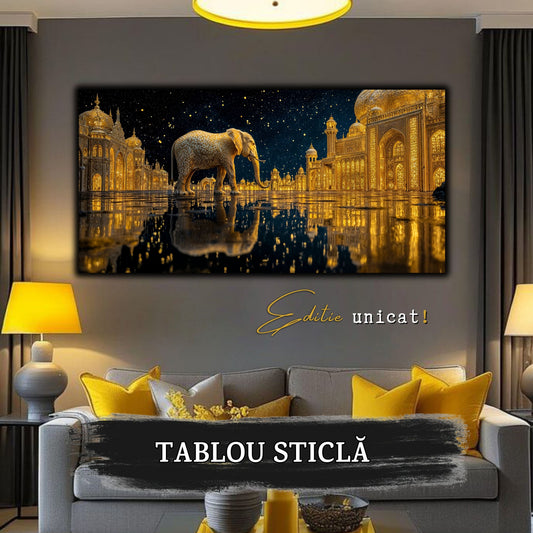 Echoes of Gold - Tablou Sticla  - Unicat - no09