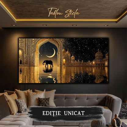 Echoes of Gold - Tablou Sticla  - Unicat - no08