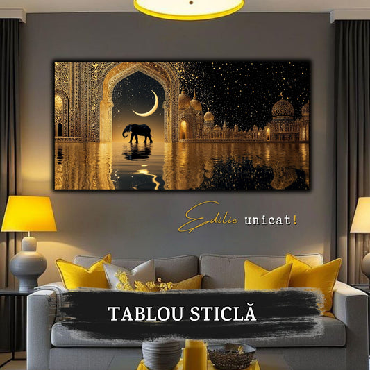 Echoes of Gold - Tablou Sticla  - Unicat - no08