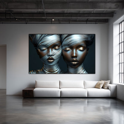 Tablou Modern pt Decorul Livingului - Print UV pe Sticla - „Gemini Souls” - No01