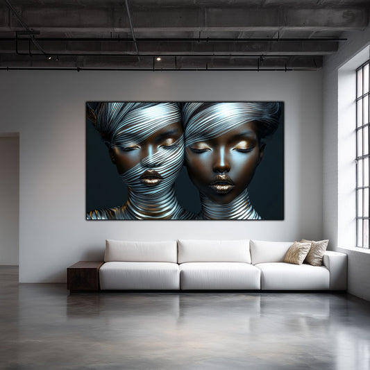 Tablou Modern pt Decorul Livingului - Print UV pe Sticla - „Gemini Souls” - No01