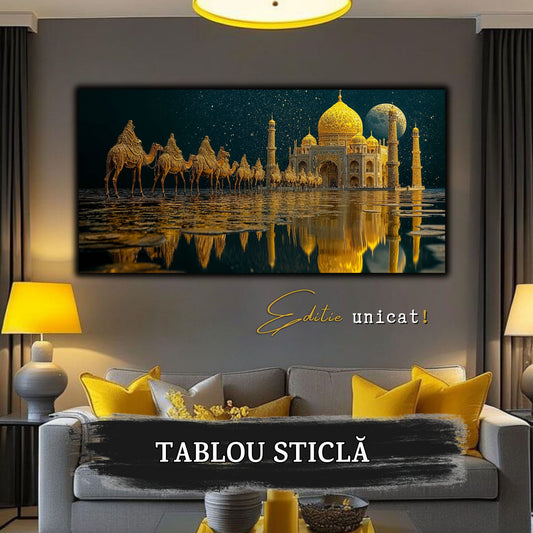 Echoes of Gold - Tablou Sticla  - Unicat - no06