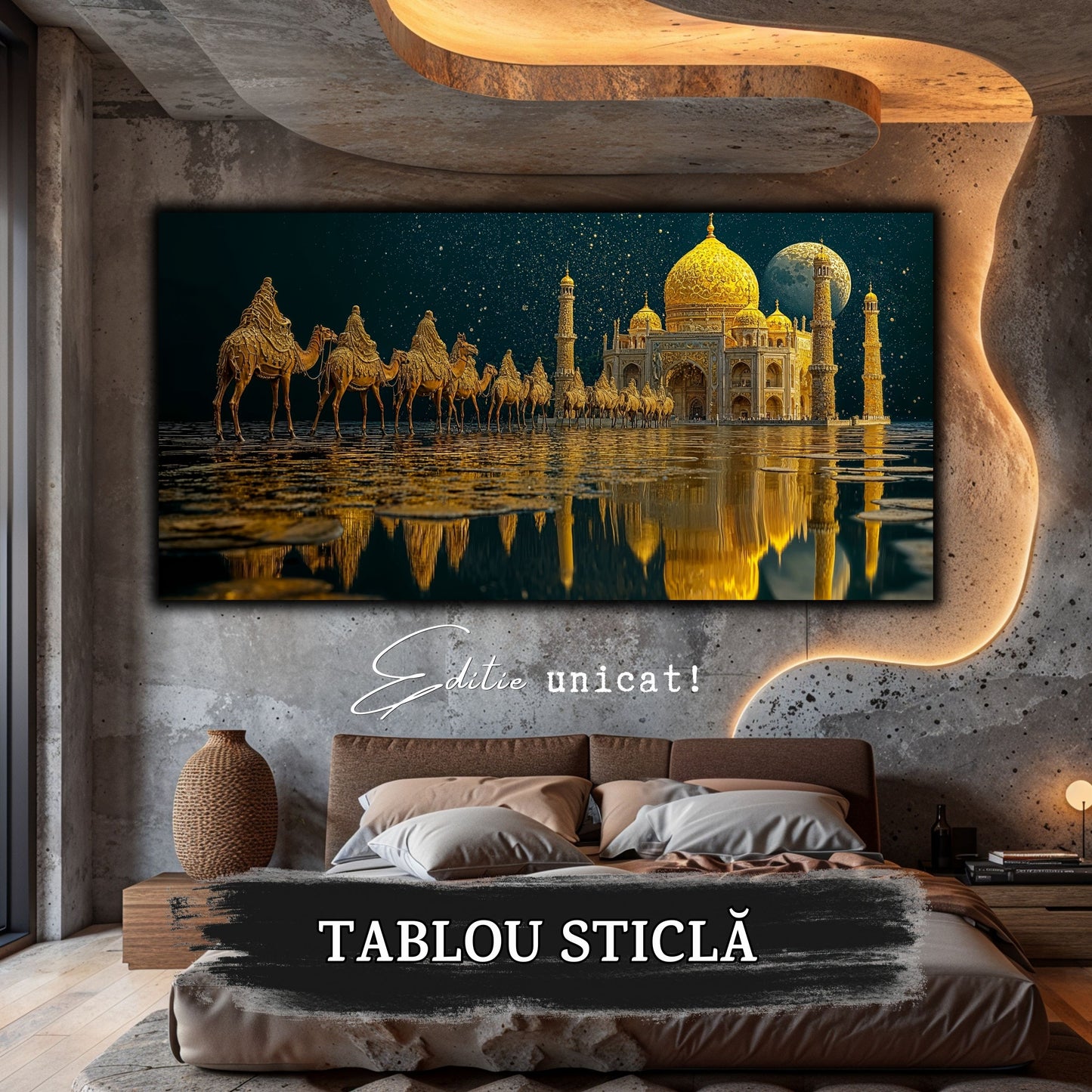 Echoes of Gold - Tablou Sticla  - Unicat - no06