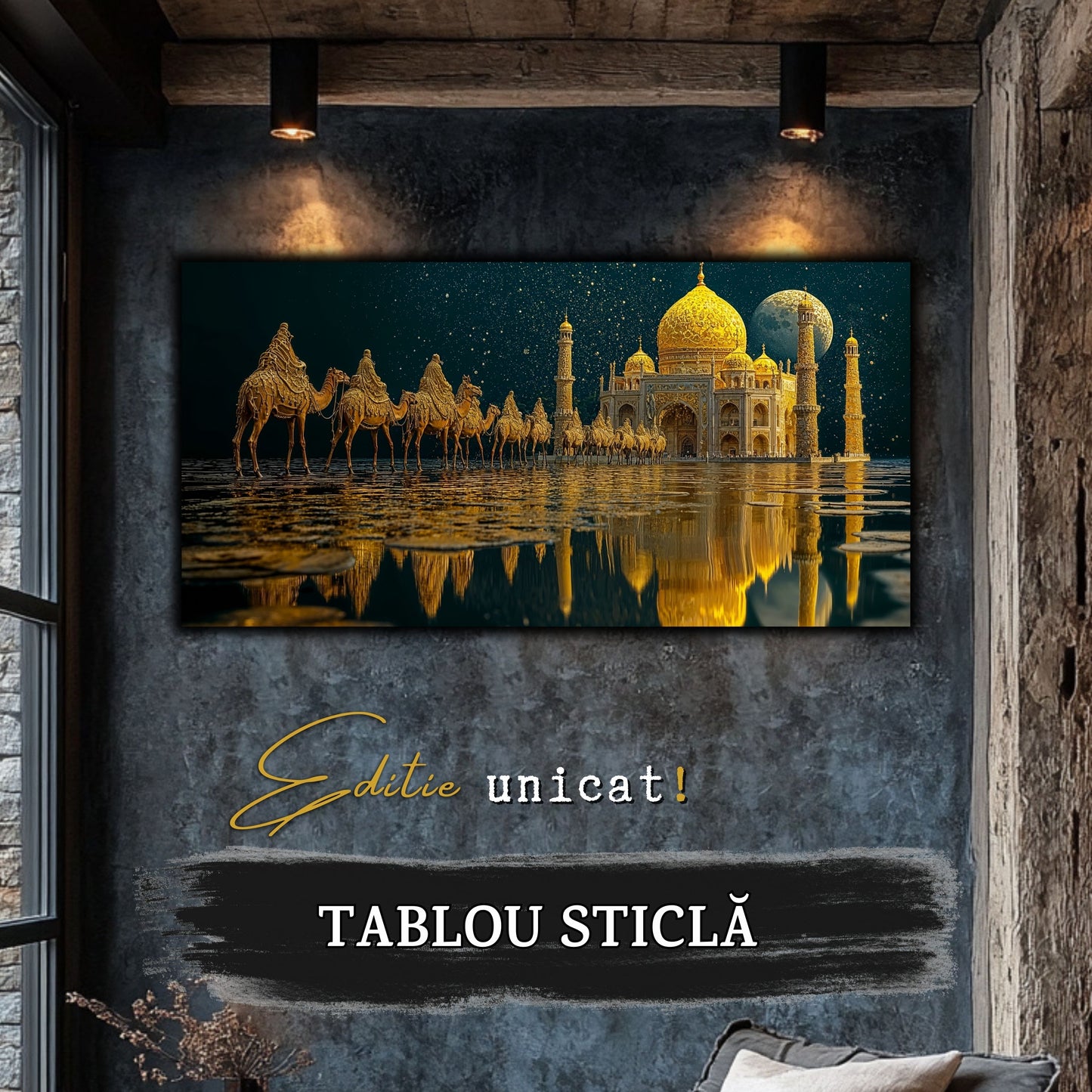 Echoes of Gold - Tablou Sticla  - Unicat - no06