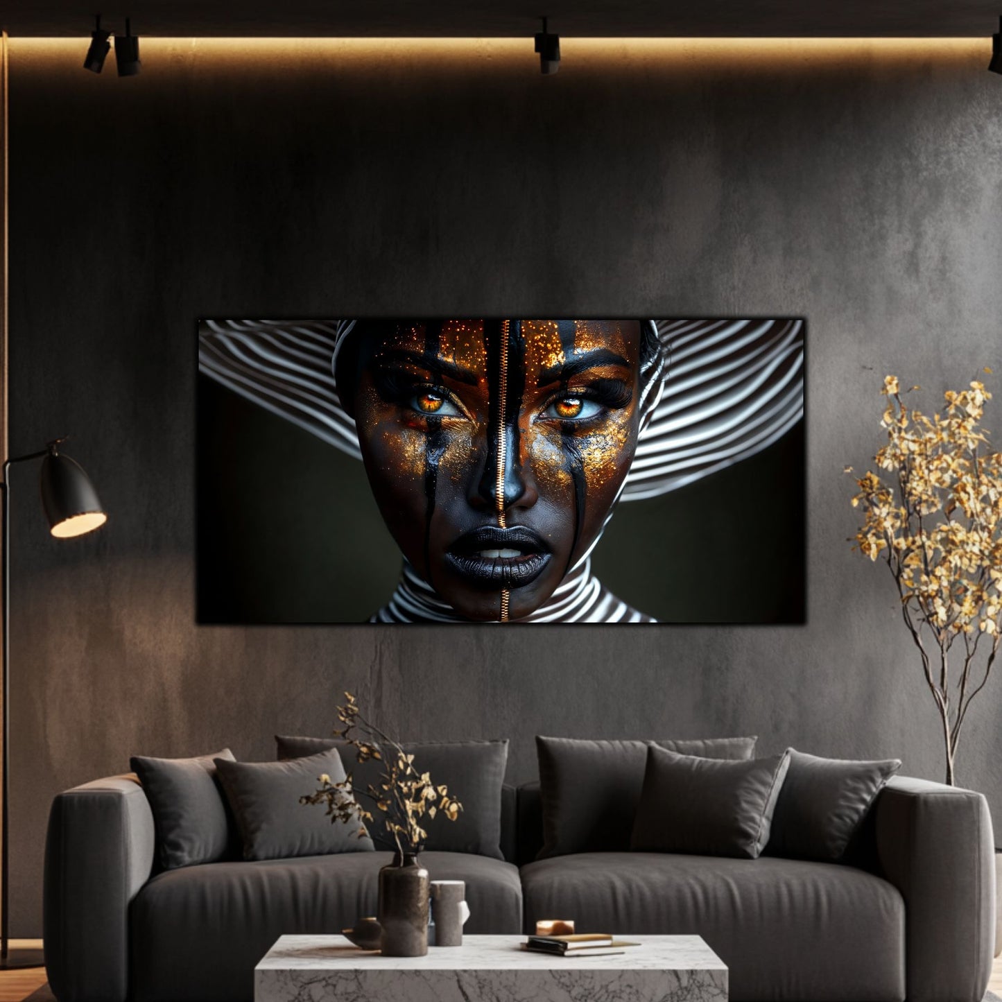 Dark Glow - Tablou elegant pe sticlă securizată pentru living contemporan