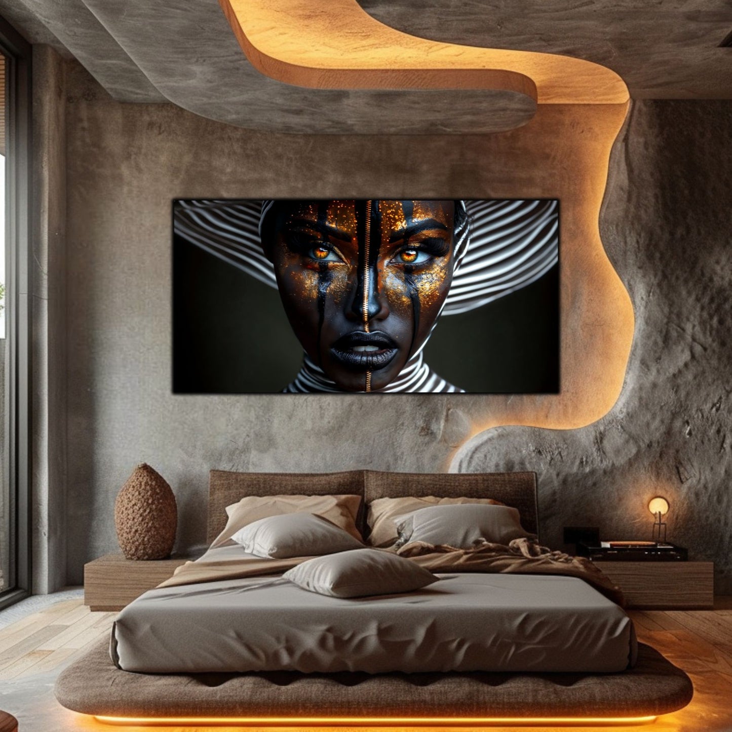Dark Glow - Tablou elegant pe sticlă securizată pentru living contemporan