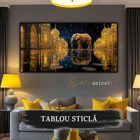 Echoes of Gold - Tablou Sticla  - Unicat - no05