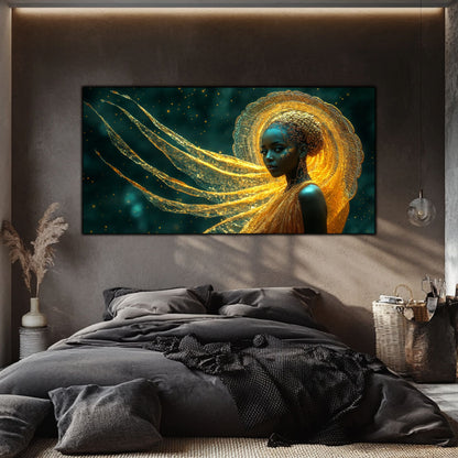 Tablou Abstract Modern „Aura de Aur” – Decor Perete Living pe Sticlă