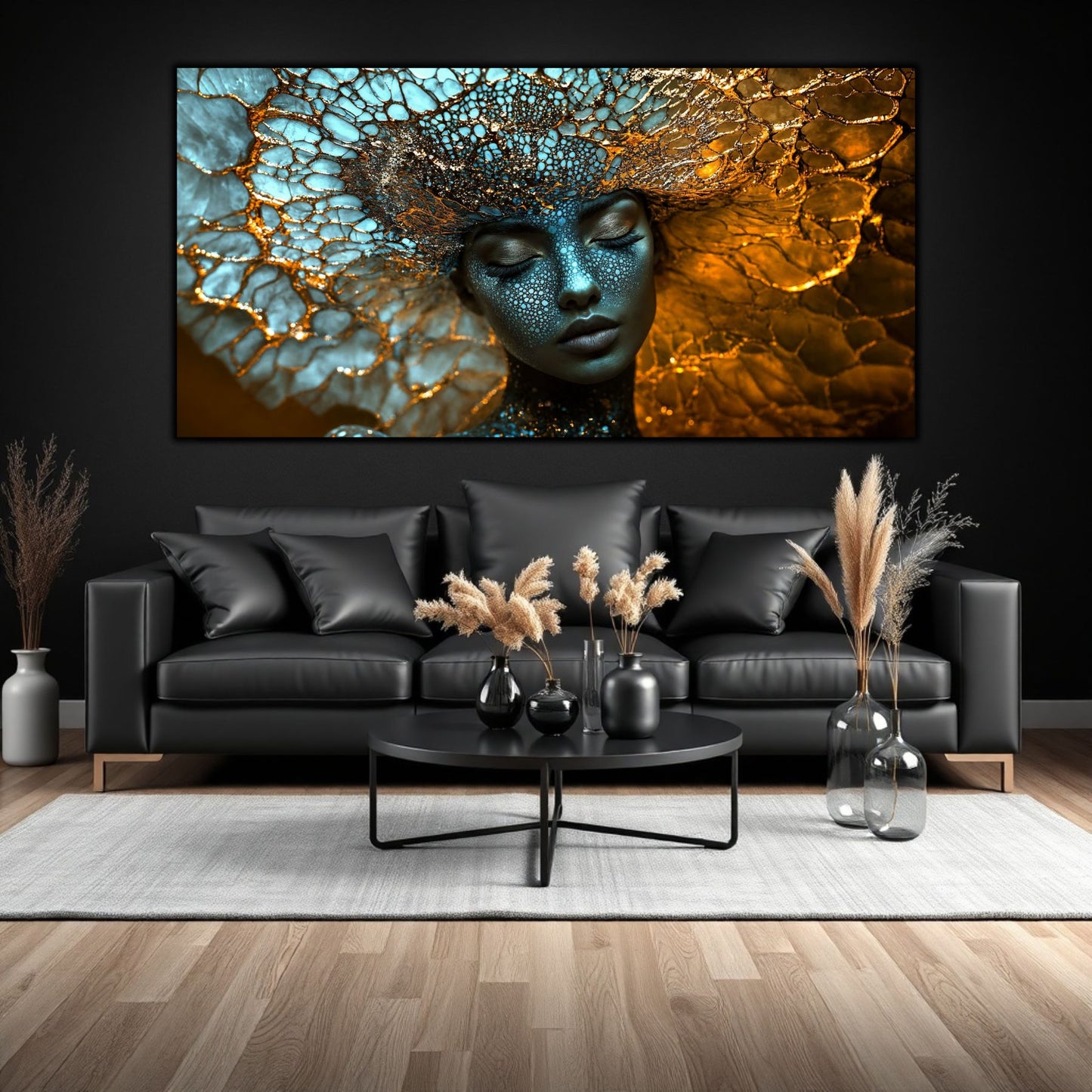 Tablou pe Sticlă Securizată „Arhitecta Stelelor” – Actul Originar al Creației din Colecția Celestial Embrace