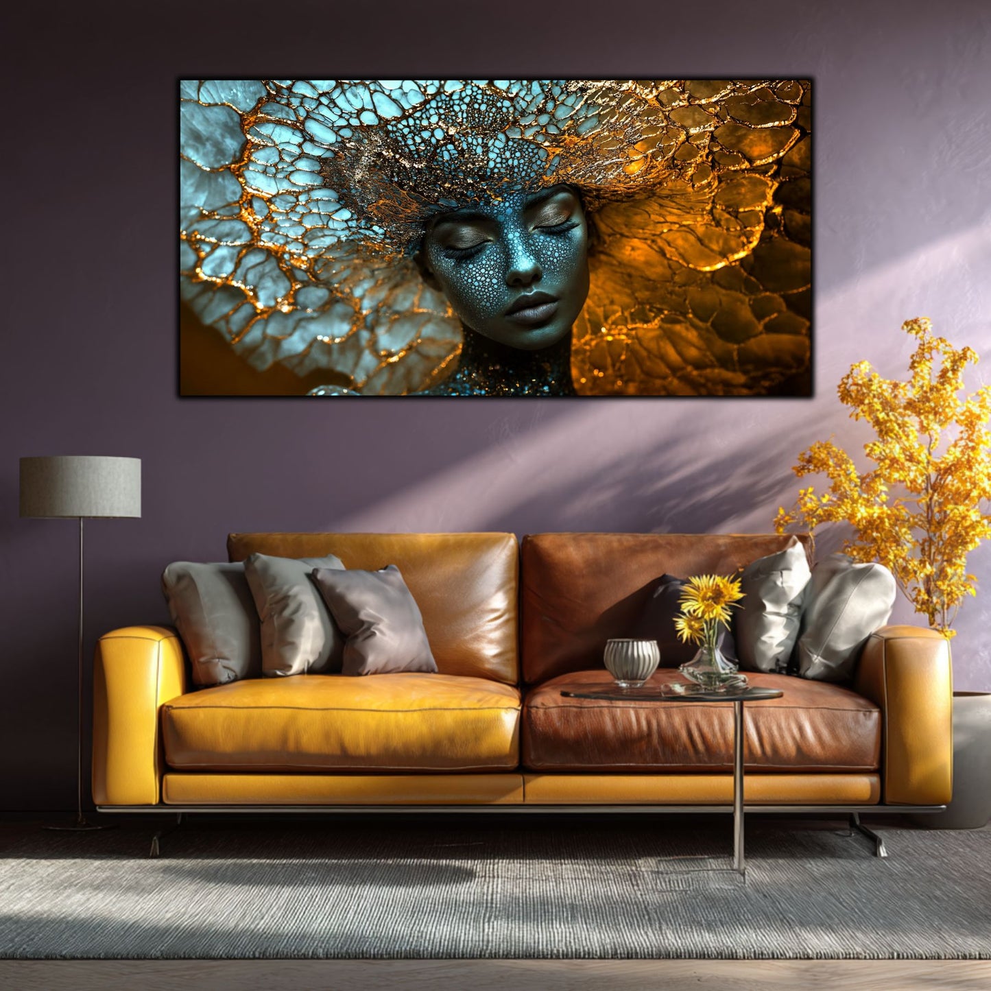 Tablou pe Sticlă Securizată „Arhitecta Stelelor” – Actul Originar al Creației din Colecția Celestial Embrace