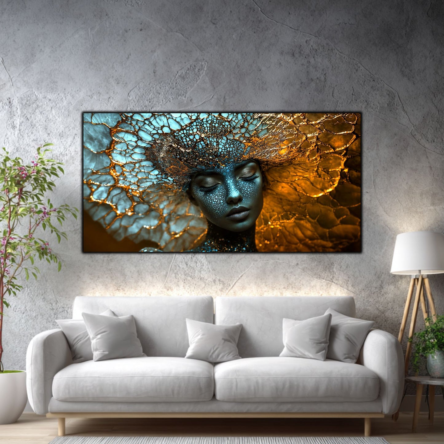 Tablou pe Sticlă Securizată „Arhitecta Stelelor” – Actul Originar al Creației din Colecția Celestial Embrace