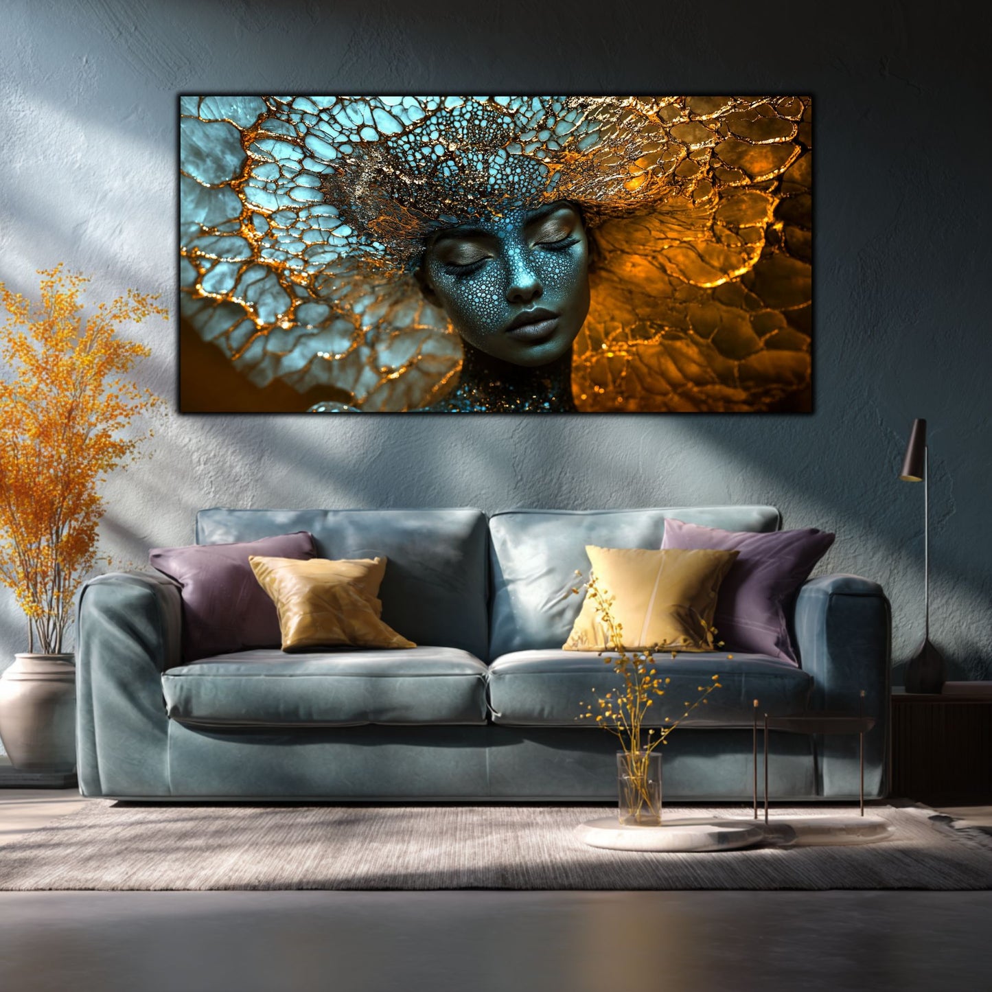 Tablou pe Sticlă Securizată „Arhitecta Stelelor” – Actul Originar al Creației din Colecția Celestial Embrace