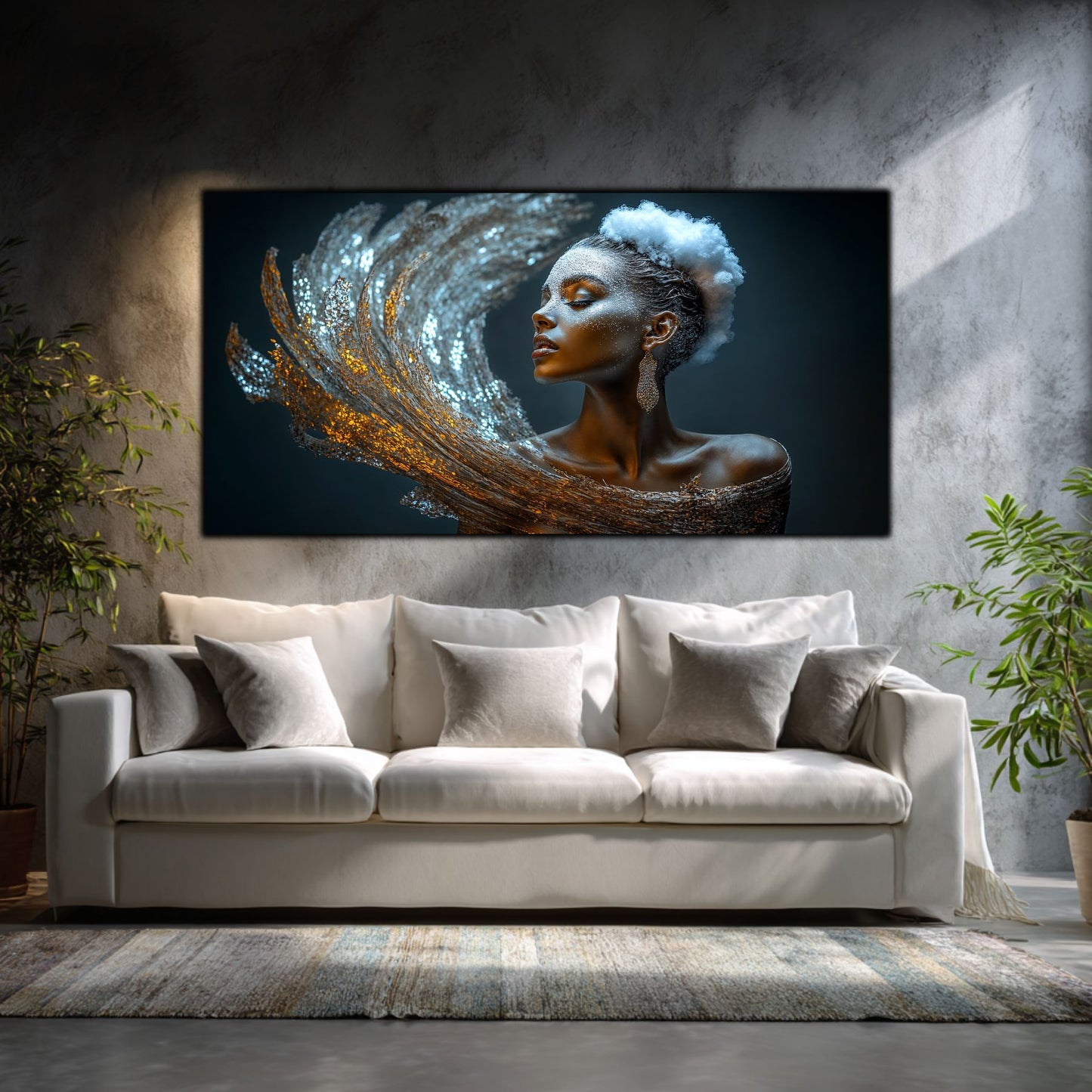 Tablou pe Sticlă Securizată „Esența Nebuloasei – Rugăciunea de Platină” – Artă Cosmică din Colecția Celestial Embrace