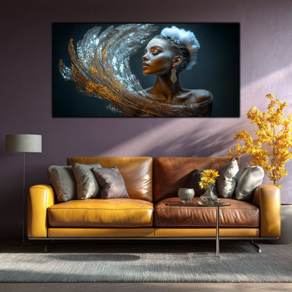 Tablou pe Sticlă Securizată „Esența Nebuloasei – Rugăciunea de Platină” – Artă Cosmică din Colecția Celestial Embrace