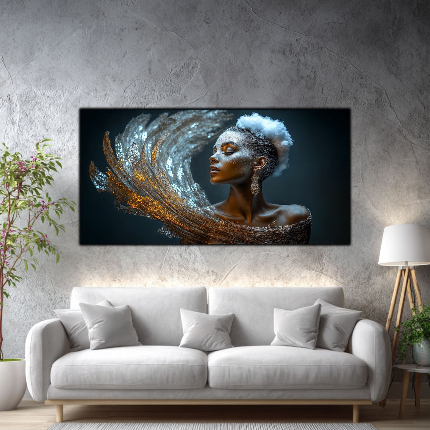 Tablou pe Sticlă Securizată „Esența Nebuloasei – Rugăciunea de Platină” – Artă Cosmică din Colecția Celestial Embrace