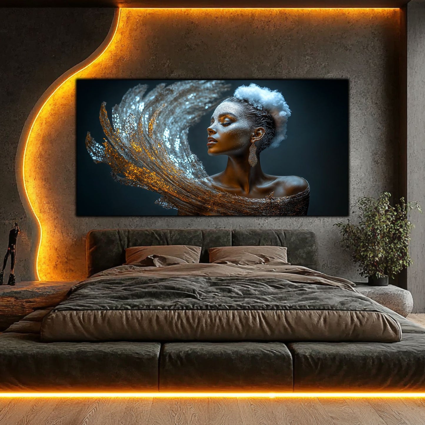 Tablou pe Sticlă Securizată „Esența Nebuloasei – Rugăciunea de Platină” – Artă Cosmică din Colecția Celestial Embrace