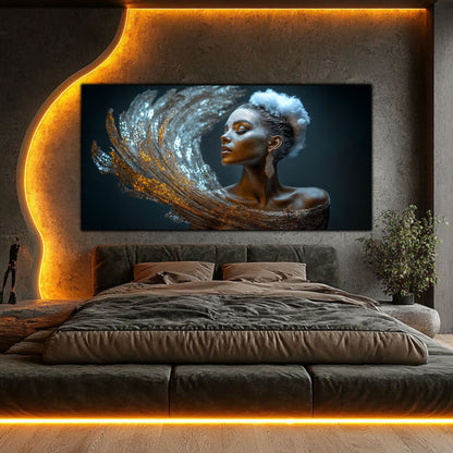 Tablou pe Sticlă Securizată „Esența Nebuloasei – Rugăciunea de Platină” – Artă Cosmică din Colecția Celestial Embrace