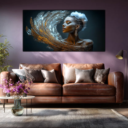 Tablou pe Sticlă Securizată „Esența Nebuloasei – Rugăciunea de Platină” – Artă Cosmică din Colecția Celestial Embrace