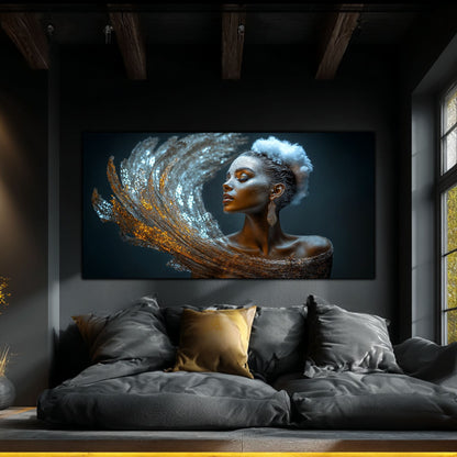 Tablou pe Sticlă Securizată „Esența Nebuloasei – Rugăciunea de Platină” – Artă Cosmică din Colecția Celestial Embrace