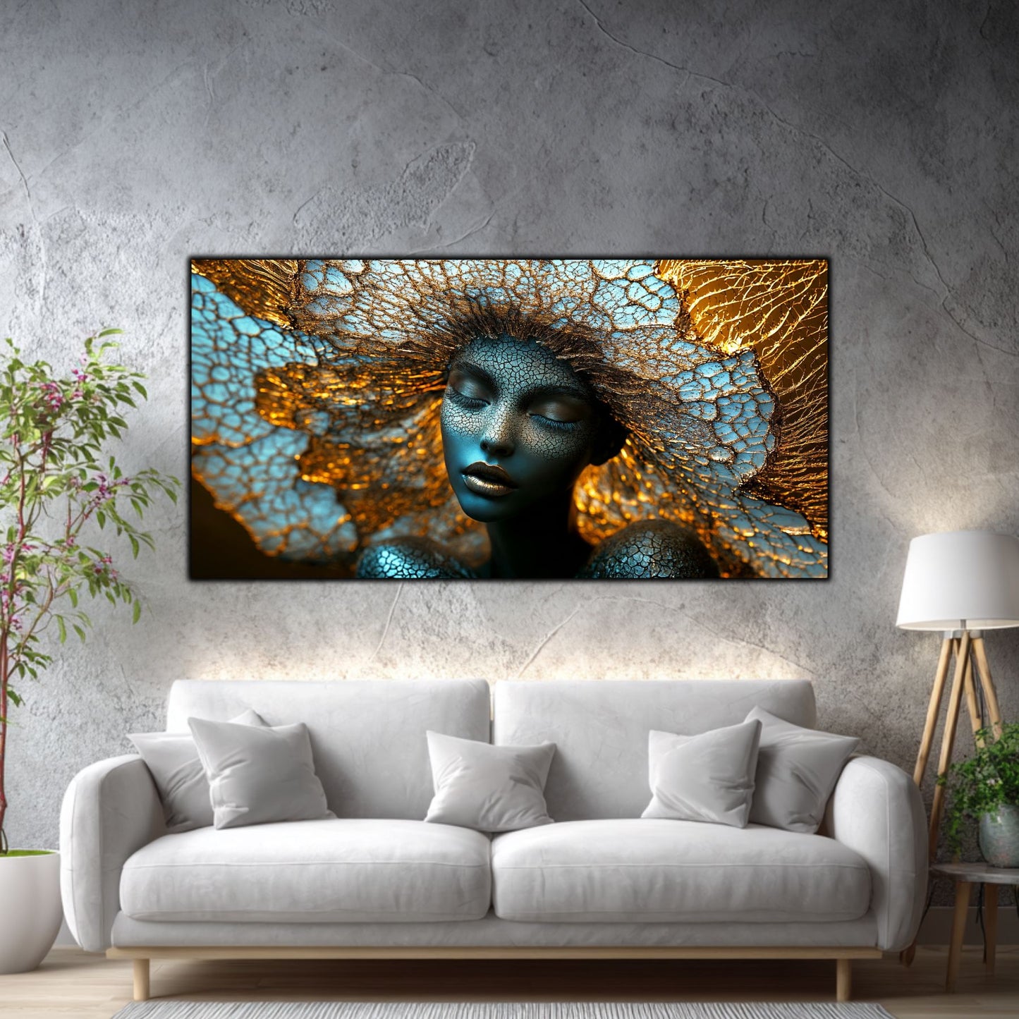 Tablou pe Sticlă Securizată „Simbioza Divină: Rețeaua Conștiinței” – Ediție Unicat din Colecția Celestial Embrace