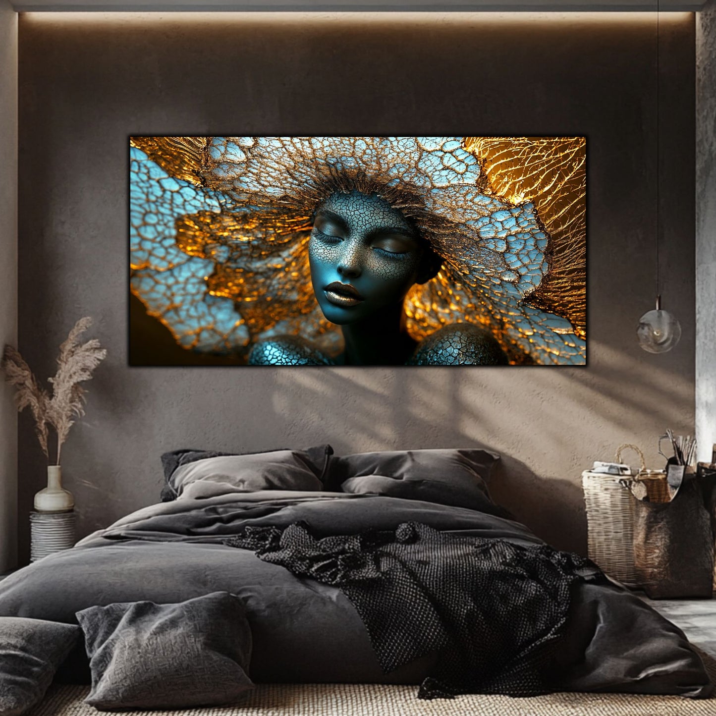 Tablou pe Sticlă Securizată „Simbioza Divină: Rețeaua Conștiinței” – Ediție Unicat din Colecția Celestial Embrace