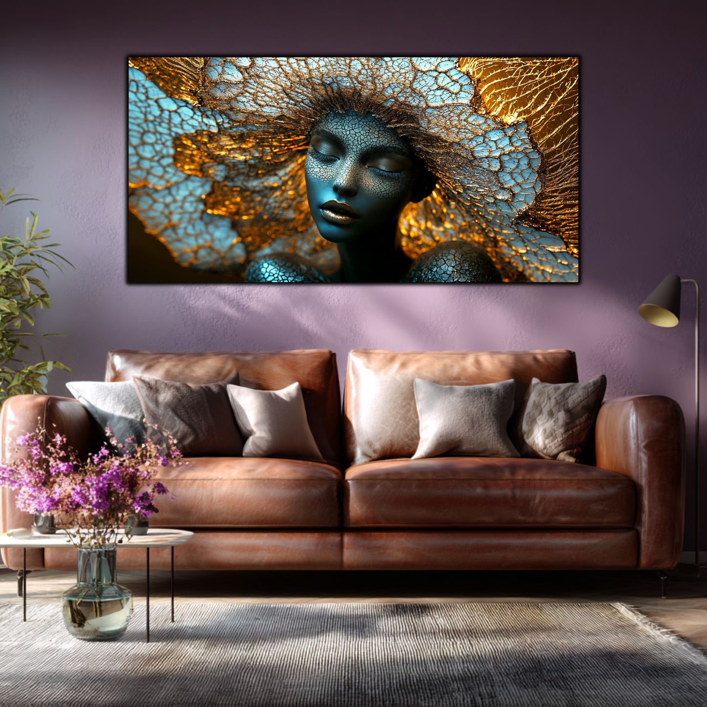 Tablou pe Sticlă Securizată „Simbioza Divină: Rețeaua Conștiinței” – Ediție Unicat din Colecția Celestial Embrace