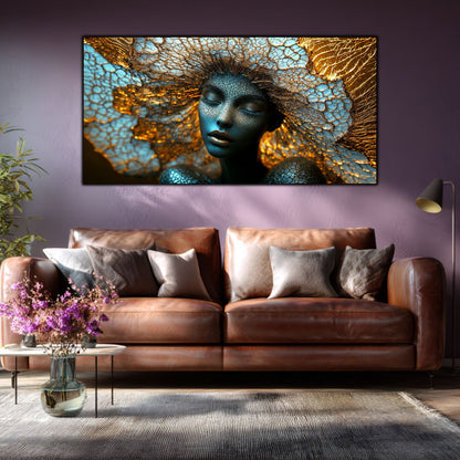 Tablou pe Sticlă Securizată „Simbioza Divină: Rețeaua Conștiinței” – Ediție Unicat din Colecția Celestial Embrace