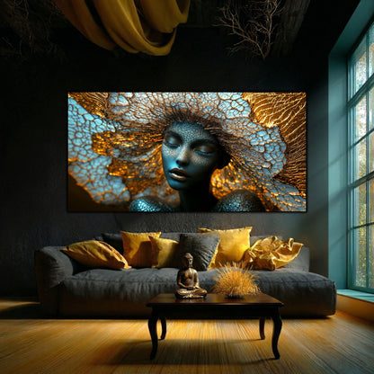 Tablou pe Sticlă Securizată „Simbioza Divină: Rețeaua Conștiinței” – Ediție Unicat din Colecția Celestial Embrace