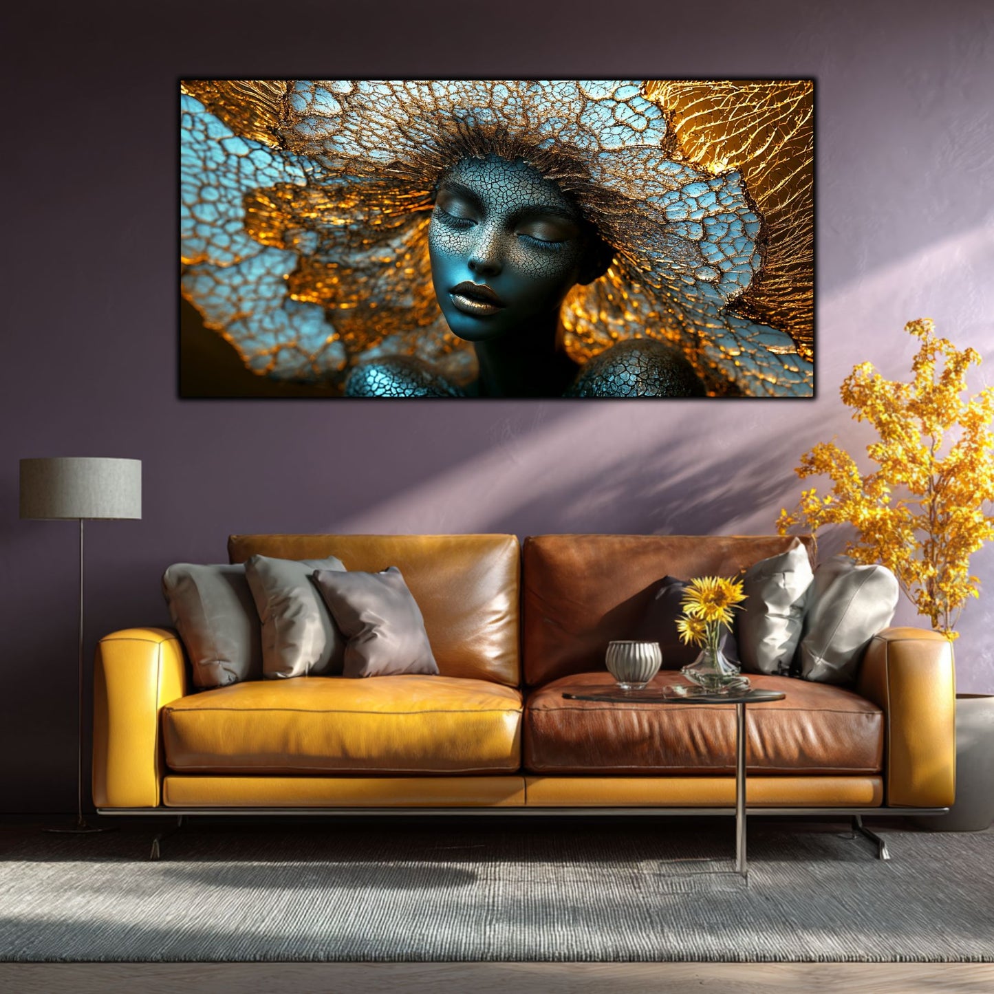 Tablou pe Sticlă Securizată „Simbioza Divină: Rețeaua Conștiinței” – Ediție Unicat din Colecția Celestial Embrace