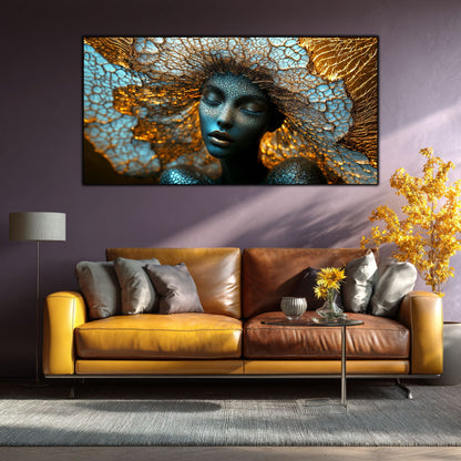 Tablou pe Sticlă Securizată „Simbioza Divină: Rețeaua Conștiinței” – Ediție Unicat din Colecția Celestial Embrace