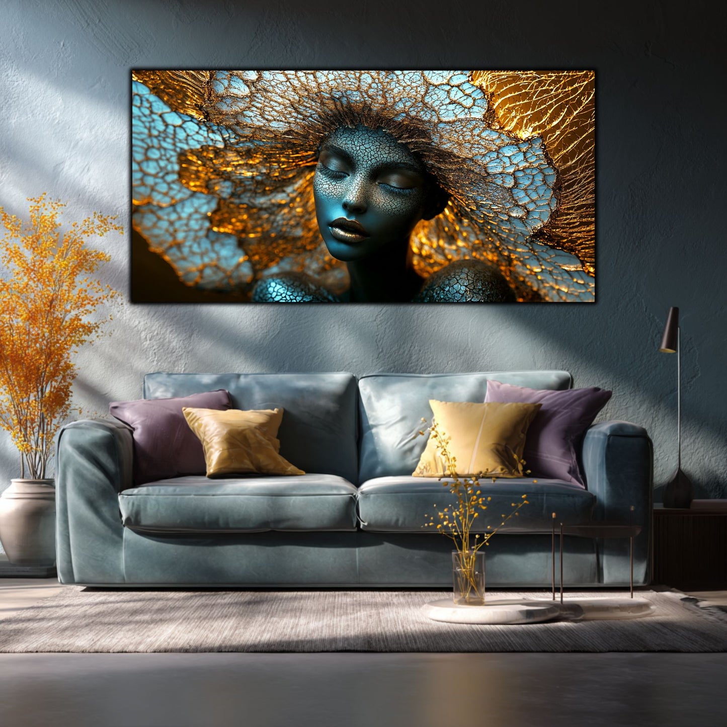 Tablou pe Sticlă Securizată „Simbioza Divină: Rețeaua Conștiinței” – Ediție Unicat din Colecția Celestial Embrace