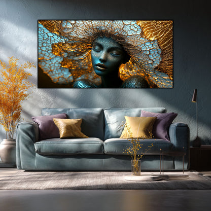 Tablou pe Sticlă Securizată „Simbioza Divină: Rețeaua Conștiinței” – Ediție Unicat din Colecția Celestial Embrace