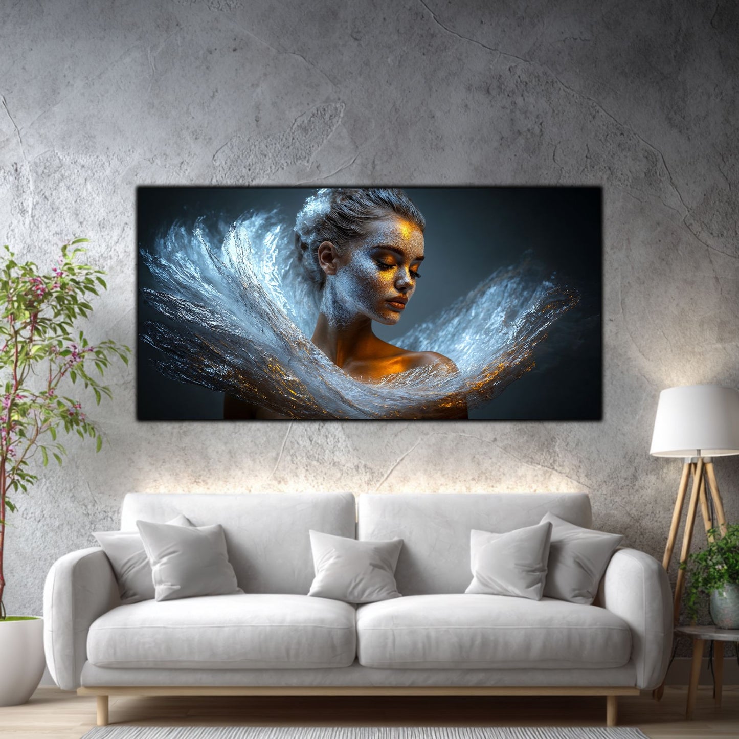 Tablou pe Sticlă Securizată „Originea Stelelor – Întruparea de Argint” – Artă Cosmică din Colecția Celestial Embrace