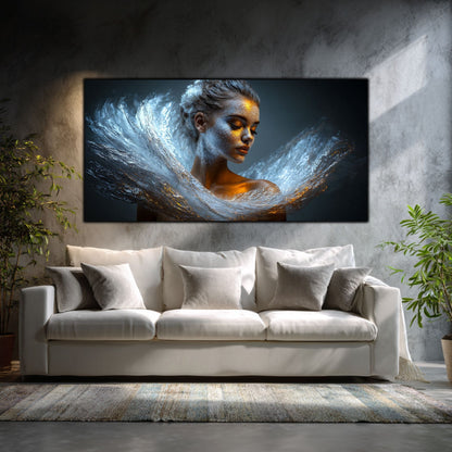 Tablou pe Sticlă Securizată „Originea Stelelor – Întruparea de Argint” – Artă Cosmică din Colecția Celestial Embrace