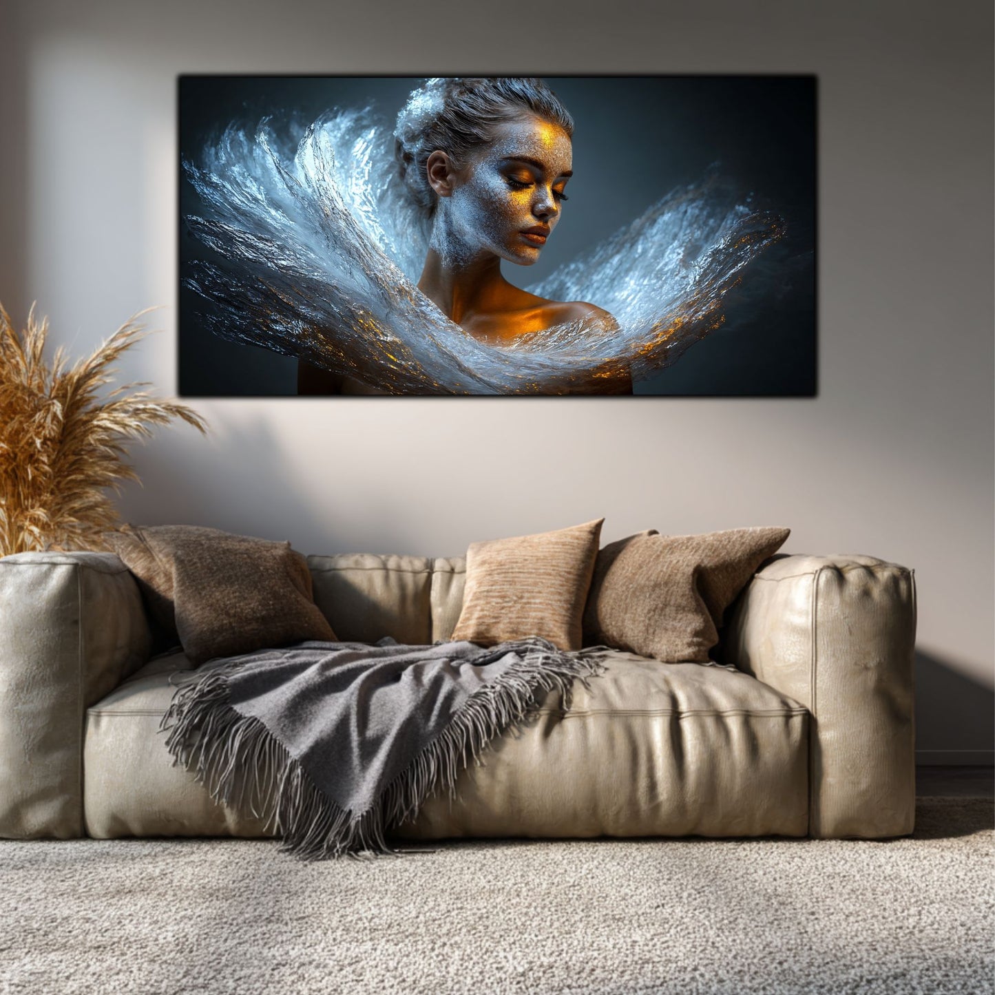 Tablou pe Sticlă Securizată „Originea Stelelor – Întruparea de Argint” – Artă Cosmică din Colecția Celestial Embrace